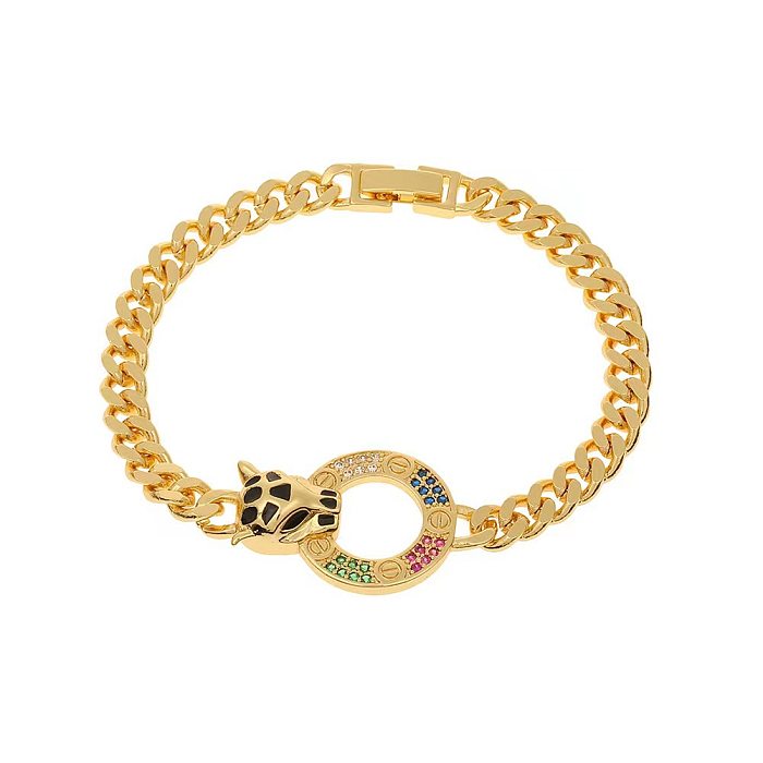 Hip-Hop Retro Leopard Copper Inlay Zircon Bracelets