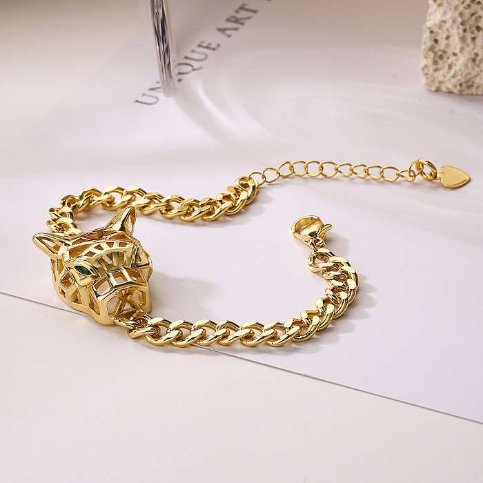 أساور مطلية بالذهب عيار 18 قيراط مطلية بالنحاس على شكل حيوان من Streetwear