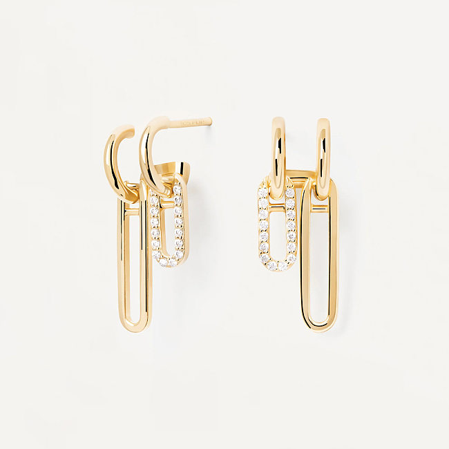 1 Pair Classic Style U Shape Plating Three-dimensional Inlay Copper Zircon 18K Gold Plated Gold Plated Drop Earrings