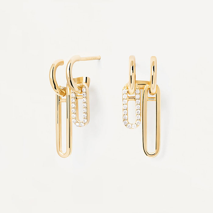 1 Pair Classic Style U Shape Plating Three-dimensional Inlay Copper Zircon 18K Gold Plated Gold Plated Drop Earrings