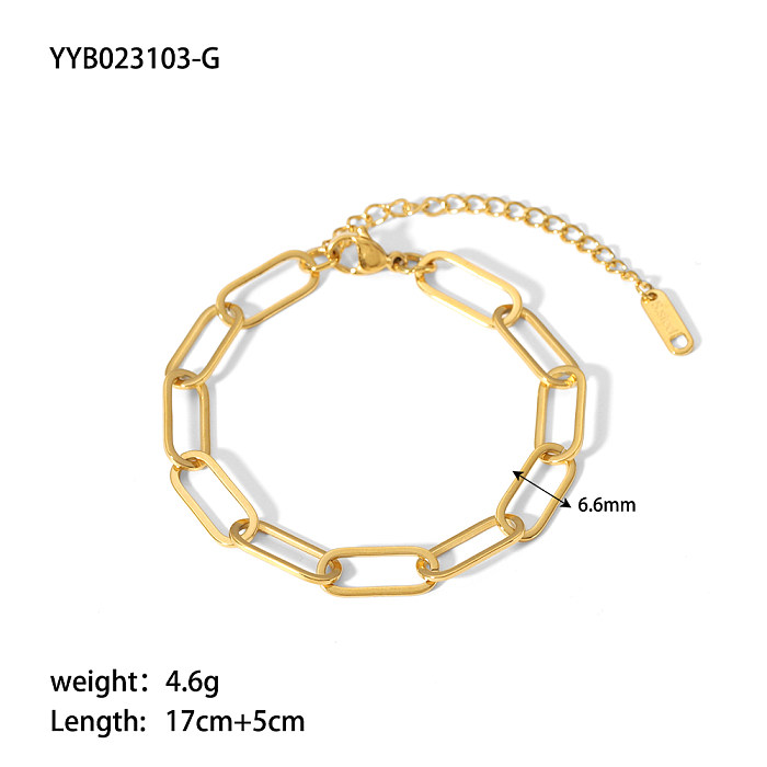 Hip-Hop-Streetwear-Armband-Halskette mit einfarbiger Edelstahlbeschichtung und 18-Karat-Vergoldung