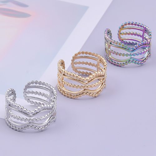 Wholesale Vintage Style Colorful Texture Stainless Steel Plating Open Rings