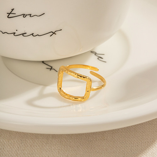 IG Style Schlichter, quadratischer offener Ring aus Edelstahl mit 18-Karat-Vergoldung in großen Mengen