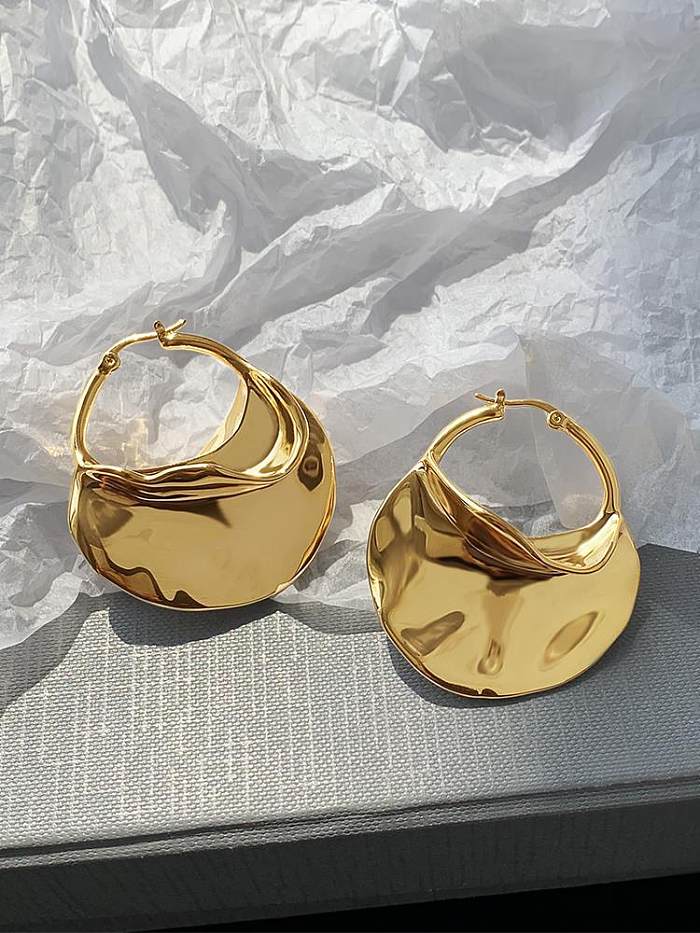 Retro Irregular Copper Plating Hoop Earrings 1 Pair