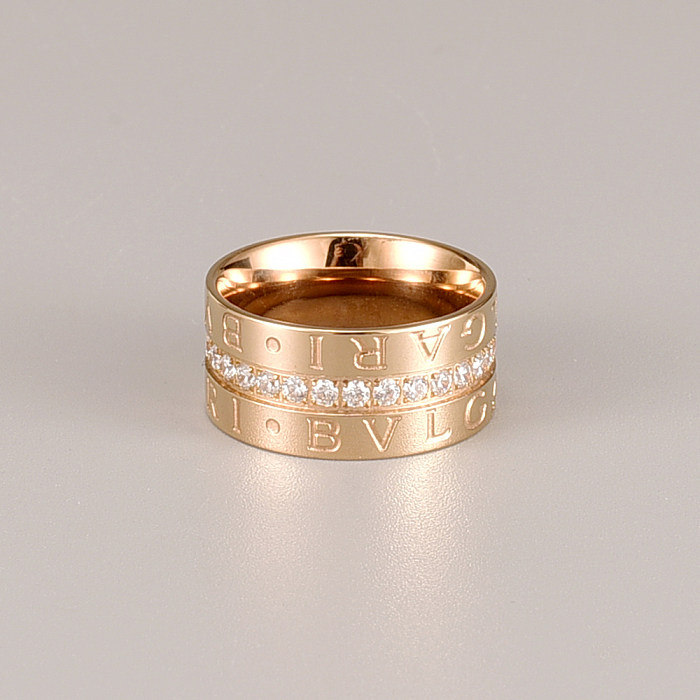 Women'S Simple Style Geometric Titanium Steel Rings Diamond Zircon Stainless Steel Rings