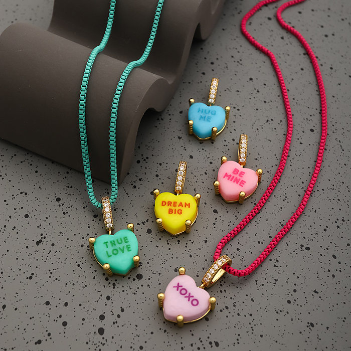 1 Piece Fashion Heart Shape Copper Plating Pendant Necklace