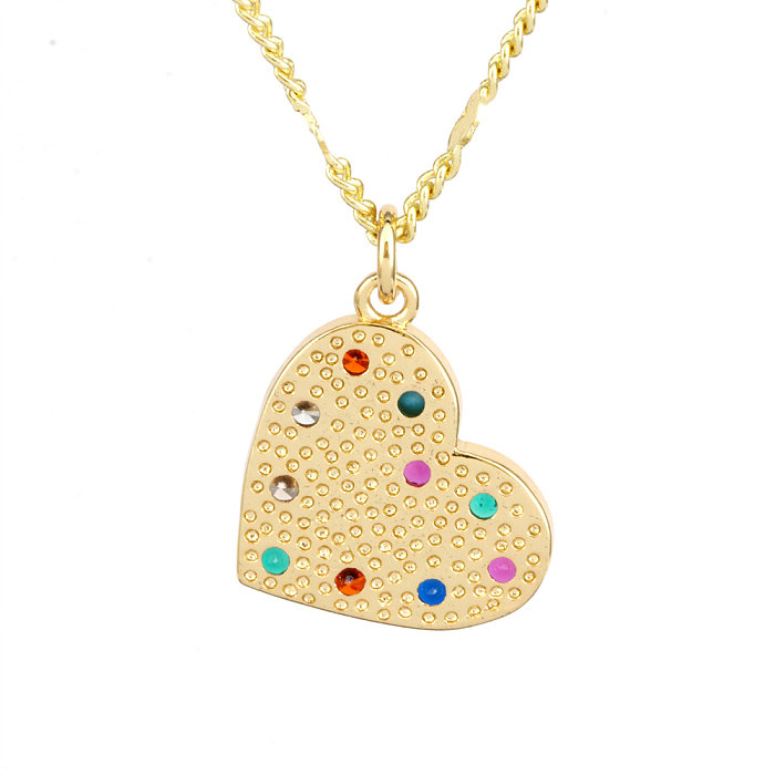 Fashion Paper Clip Heart Shape Lock Copper Gold Plated Zircon Pendant Necklace 1 Piece