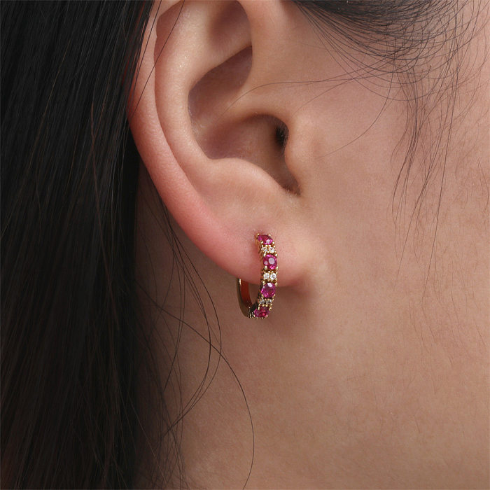 Eingelegte Micro-Color-Diamant-Farberhaltungs-Kupfer-vergoldete Kreis-Ohrringe für Damen