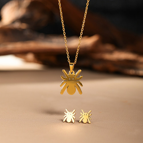 Casual Modern Style Simple Style Spider Stainless Steel Plating 18K Gold Plated Jewelry Set