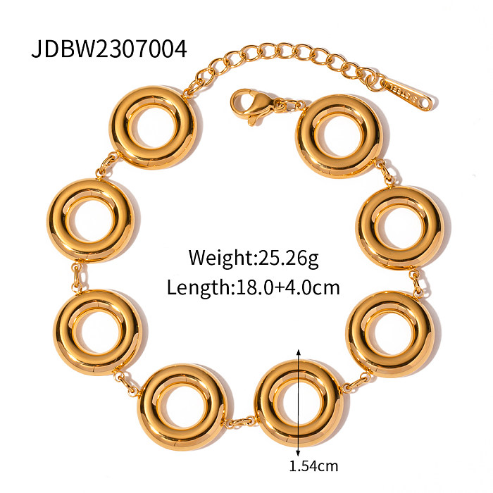 IG Style Simple Style Streetwear Circle Stainless Steel Plating 18K Gold Plated Bracelets Earrings
