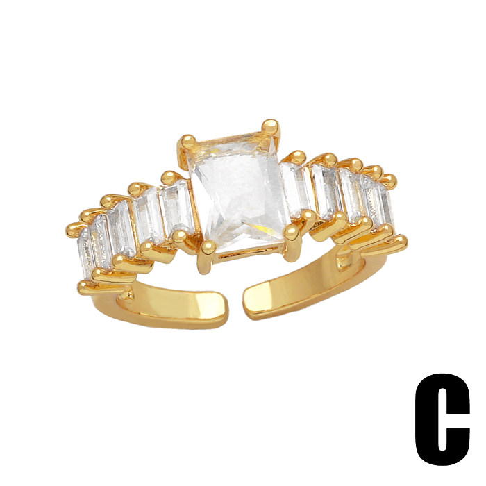 INS Style Modern Style Heart Shape Butterfly Copper 18K Gold Plated Zircon Open Ring In Bulk