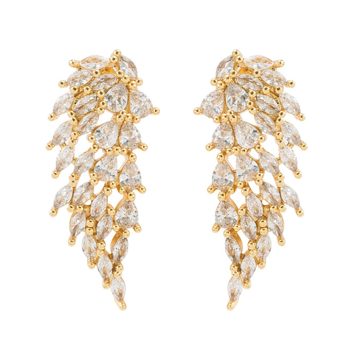 Fashion Wings Copper Gold Plated Zircon Ear Studs 1 Pair