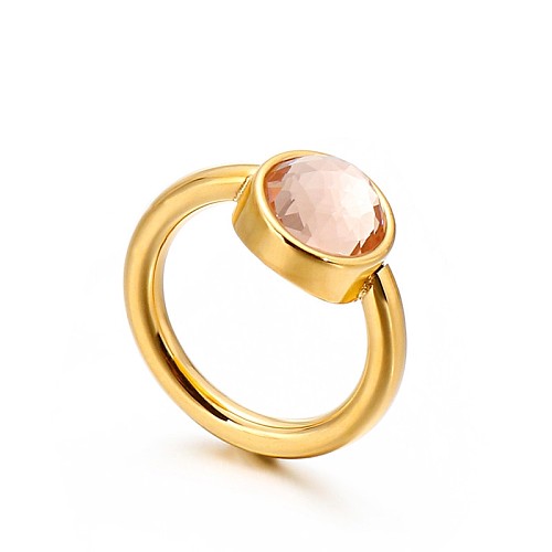 Fornecimento transfronteiriço moda popular anel de aço de titânio opala anel de metal de aço inoxidável pulseira multicolorida para mulheres