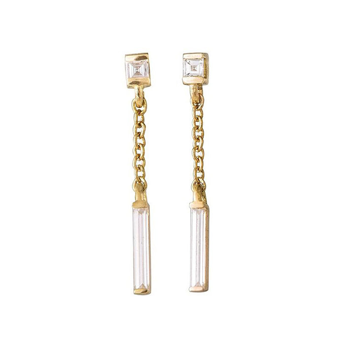 New Fashion OL Tassel Chain Zircon Copper Earrings Female