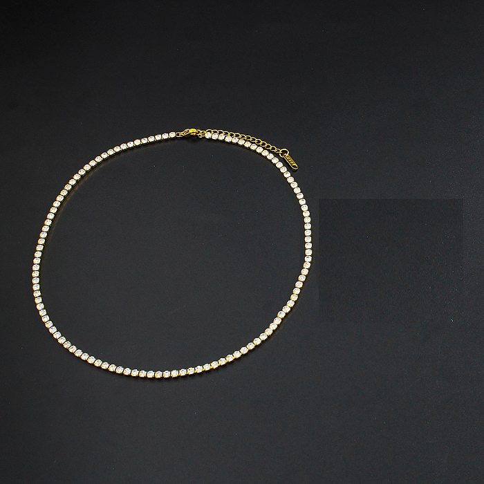 Retro Geometric Stainless Steel Inlay Zircon Bracelets Necklace