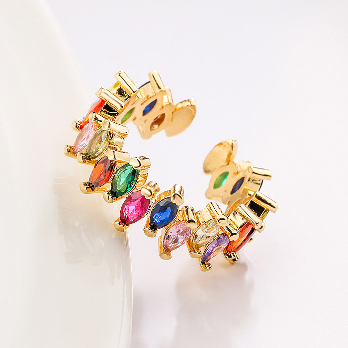 Fashion Geometric Copper Gold Plated Zircon Open Ring 1 Piece