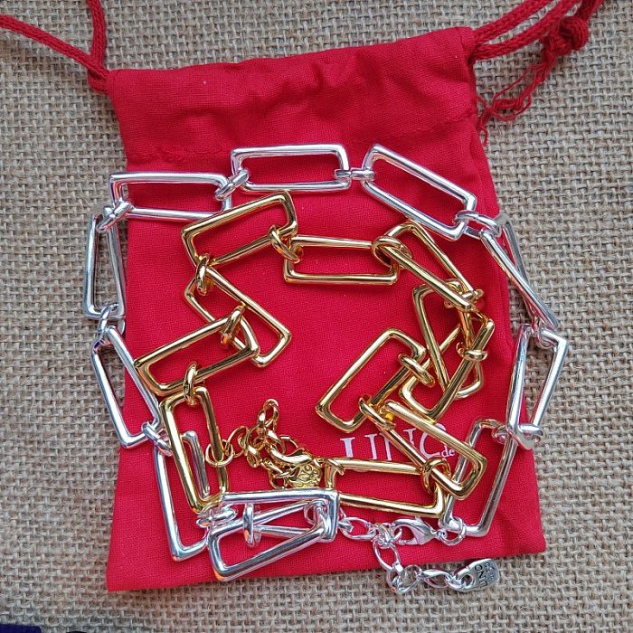 Elegante dreieckige versilberte Armband-Halskette mit Kupferbeschichtung