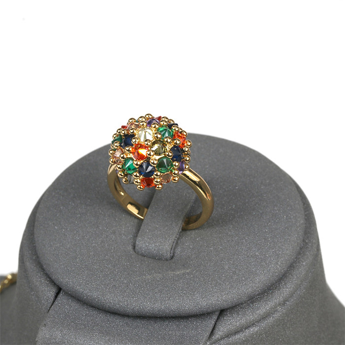 Colar de brincos de anéis de zircão com incrustações geométricas luxuosas de cobre