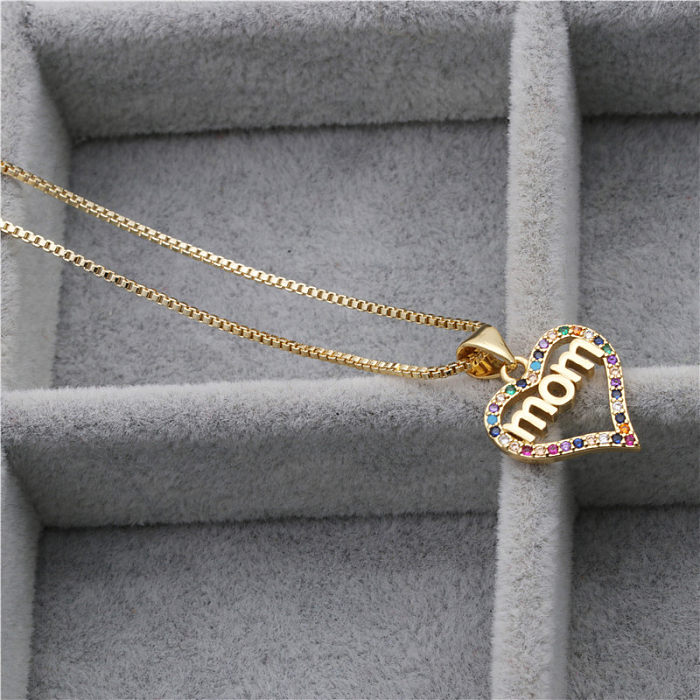 Korean New Micro-set Color Zircon MoM Pendant Necklace jewelry Wholesale