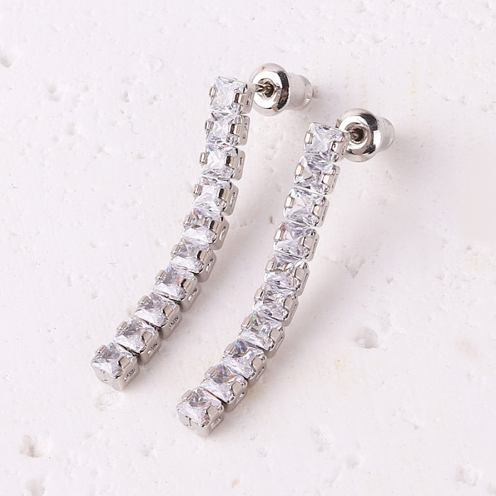 Einfache Art-Quadrat-Kupfer-Inlay-Zirkon-Frauen-Armband-Ohrring-Halskette