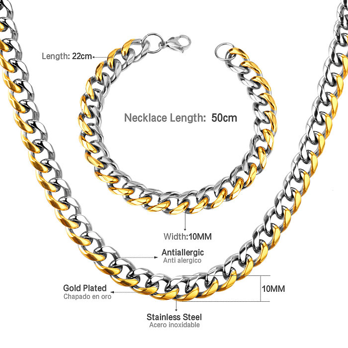 Simple Style Solid Color Stainless Steel Plating Bracelets Necklace