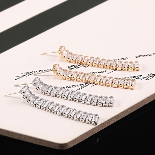 1 Pair Simple Style Solid Color Plating Inlay Copper Zircon Drop Earrings