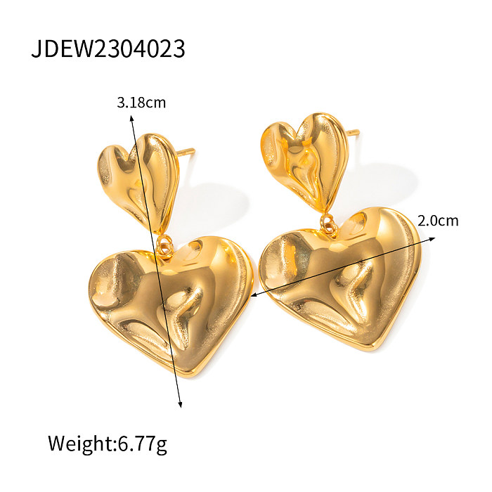 Colar de brincos banhado a ouro 18K em formato de coração estilo IG