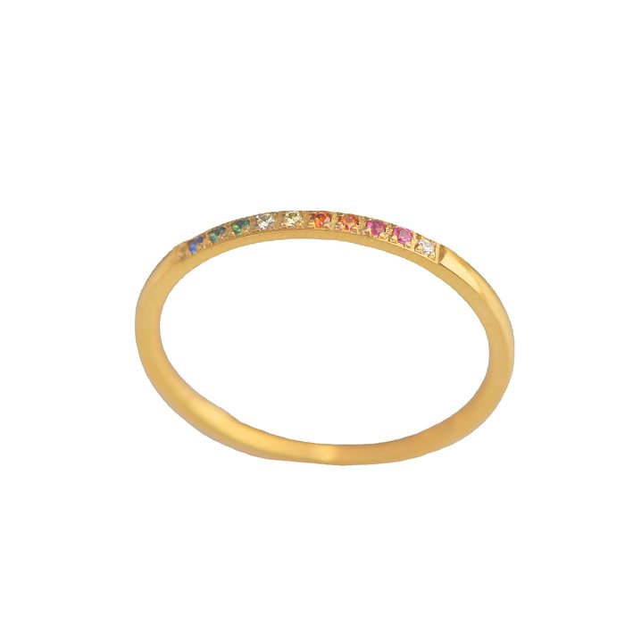 Simple Style Circle Stainless Steel Inlay Zircon Rings 1 Piece