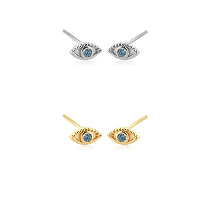 1 paire de clous d'oreilles en cuivre et Zircon, Style Simple, incrustation de placage pour les yeux