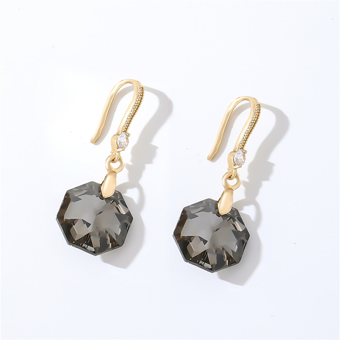 1 Pair Casual Elegant Modern Style Geometric Heart Shape Flower Copper Drop Earrings