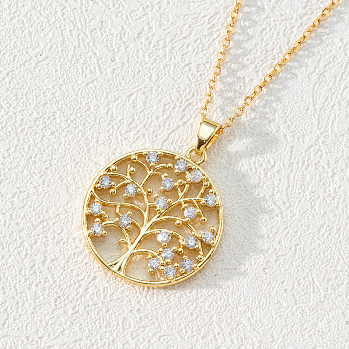 1 Piece Fashion Leaf Copper Plating Zircon Necklace