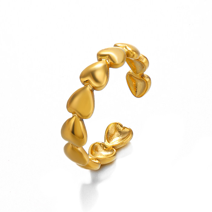 Anéis abertos banhados a ouro 18K em formato de coração casual estilo clássico