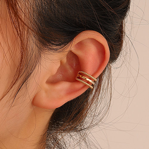 Retro Hollow Twist Multi-layer Spiral Copper Inlaid Zircon C-shaped Ear Clip