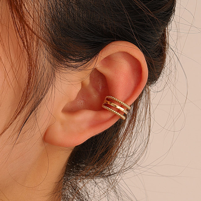 Clipe de orelha em forma de C de zircão embutido em espiral de cobre multicamadas com torção oca retrô