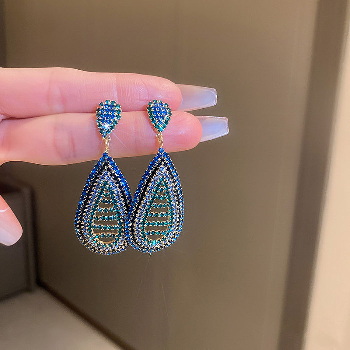 Fashion Tassel Copper Inlay Rhinestones Drop Earrings 1 Pair