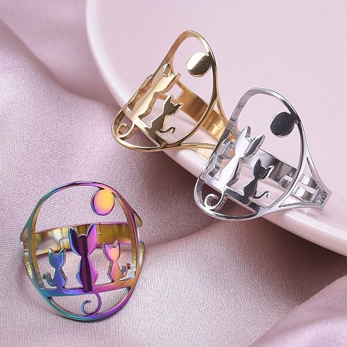 Wholesale Casual Cat Stainless Steel Open Rings