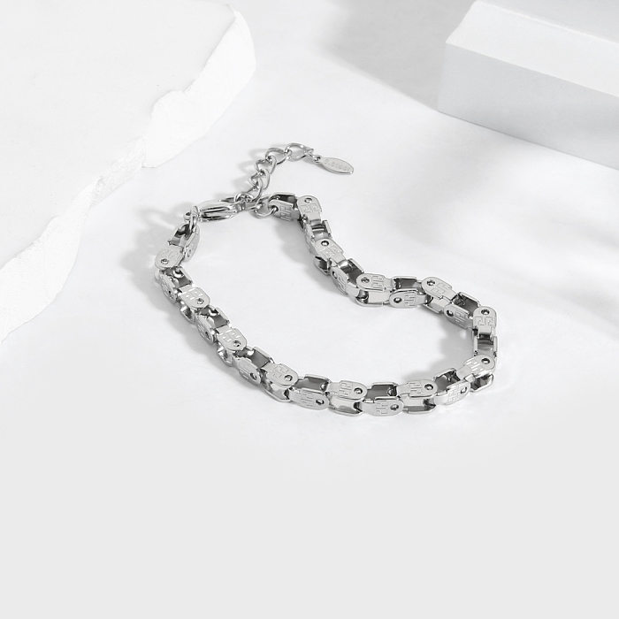 Style nordique Hip-Hop Style britannique couleur unie acier inoxydable polissage placage Bracelets collier