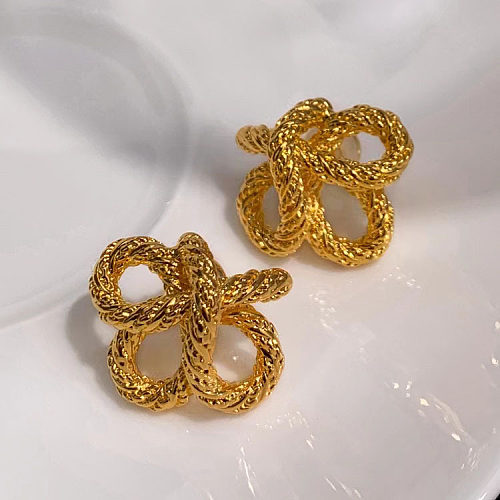 1 Pair Classic Style Geometric Plating Copper 18K Gold Plated Ear Studs