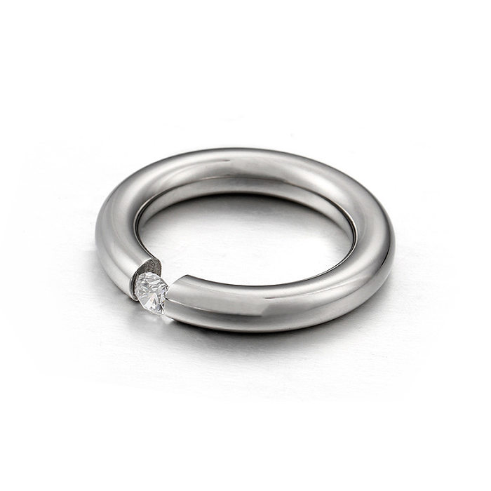 Joyería japonesa y coreana Joyería simple Pareja de acero de titanio Anillo pequeño Personalidad Moda Anillo de diamantes de circonio Procesamiento personalizado de fábrica