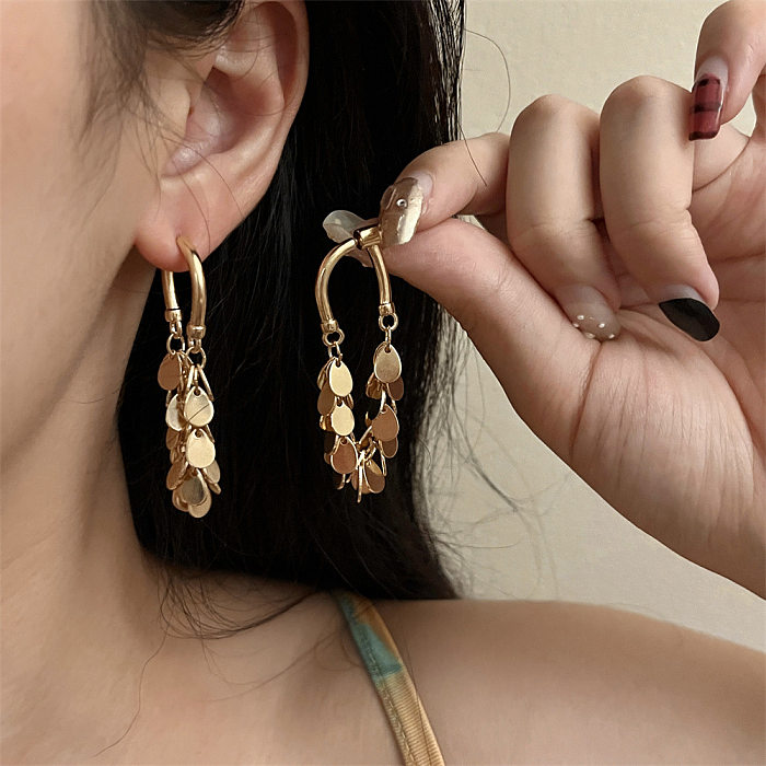 1 Pair Lady U Shape Plating Copper Drop Earrings