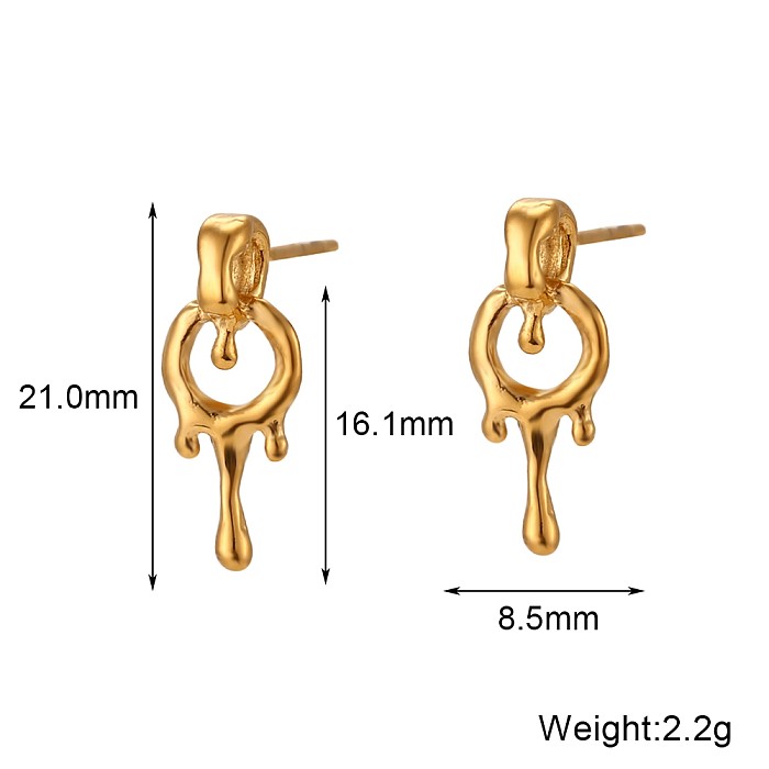 Collar de pendientes chapado en oro de 18 quilates con revestimiento de acero inoxidable geométrico de estilo simple básico elegante