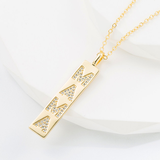 Classic Style Letter Copper Gold Plated Zircon Pendant Necklace 1 Piece