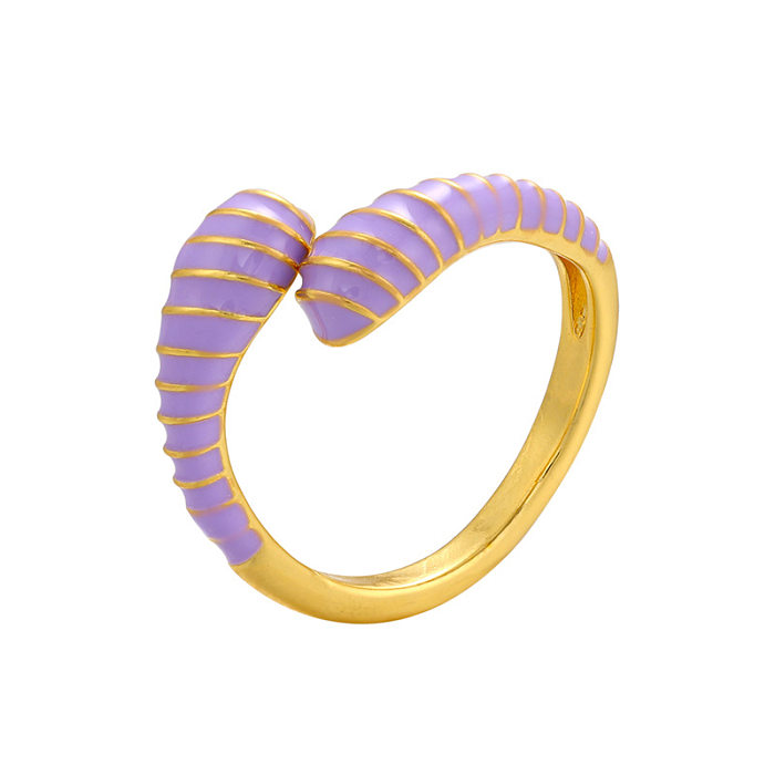 Anillo de apertura de gota de aceite, anillo de color con apertura en forma de serpiente de oruga, joyería de mujer chapada en oro de 18 quilates