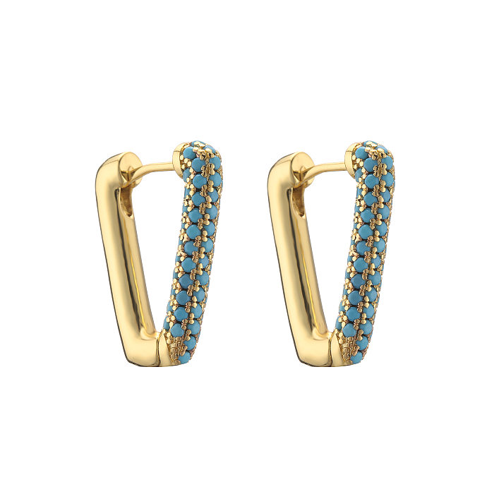 Simple Micro-inlaid Triangle Copper Plated Ear Clip Wholesale jewelry