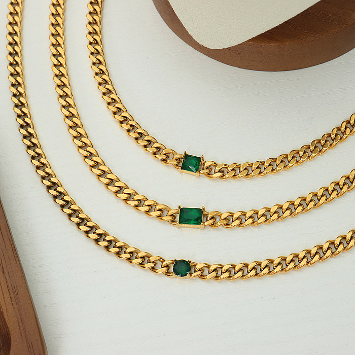 Collar de pulseras chapado en oro de 18K con incrustaciones de acero de titanio geométrico para mujer de lujo Retro