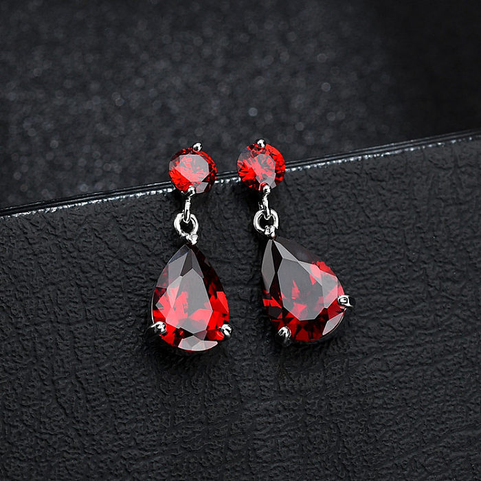 1 Pair IG Style Simple Style Water Droplets Plating Inlay Copper Zircon Drop Earrings