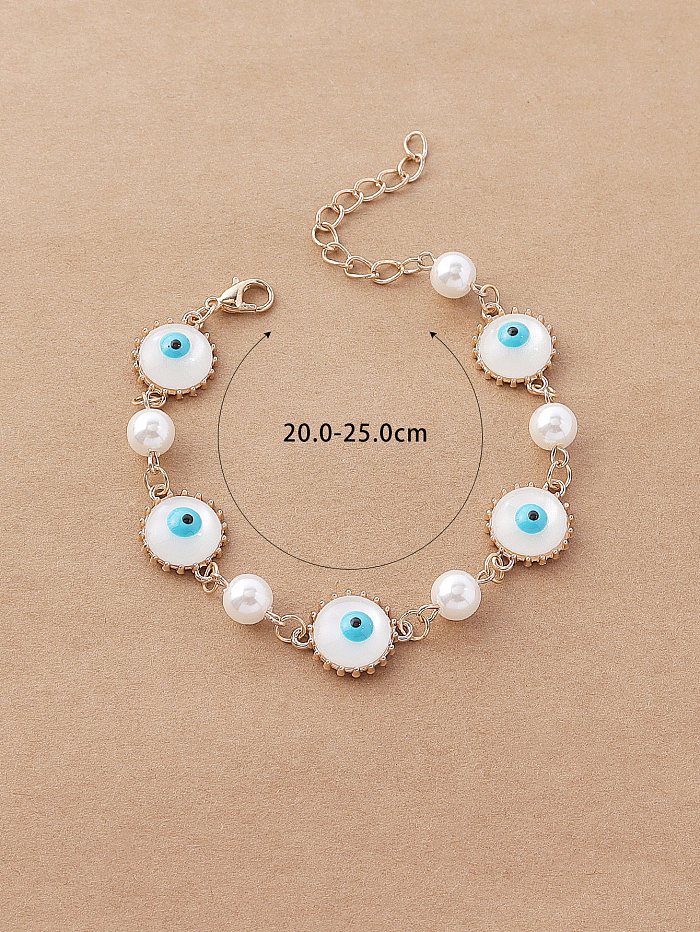 Bracelets de Perles Artificielles en Cuivre Émail Oeil de Mode 1 Pièce