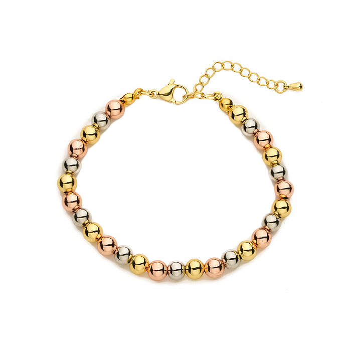 Collier de bracelets plaqués or avec placage de perles de cuivre rondes artistiques