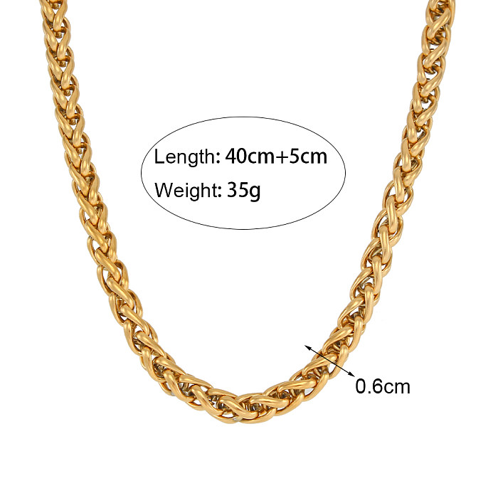Vintage Style Simple Style Solid Color Stainless Steel Plating 18K Gold Plated Bracelets Necklace