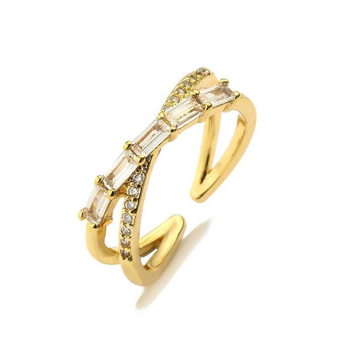 Offene Ringe im klassischen Stil mit geometrischen Kupfer-Unregelmäßigkeiten und künstlichen Edelsteinen